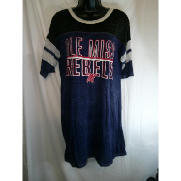 Concepts Sports Ole Miss Rebels T-Shirt Dress Gray Striped Sleeve Womens‎ Size M - Picture 1 of 3